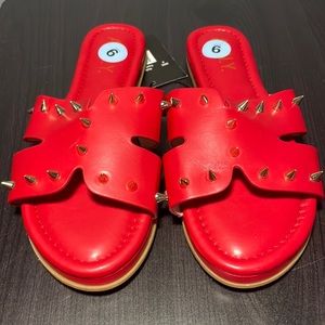 Sale! NWT Asny red studded slides